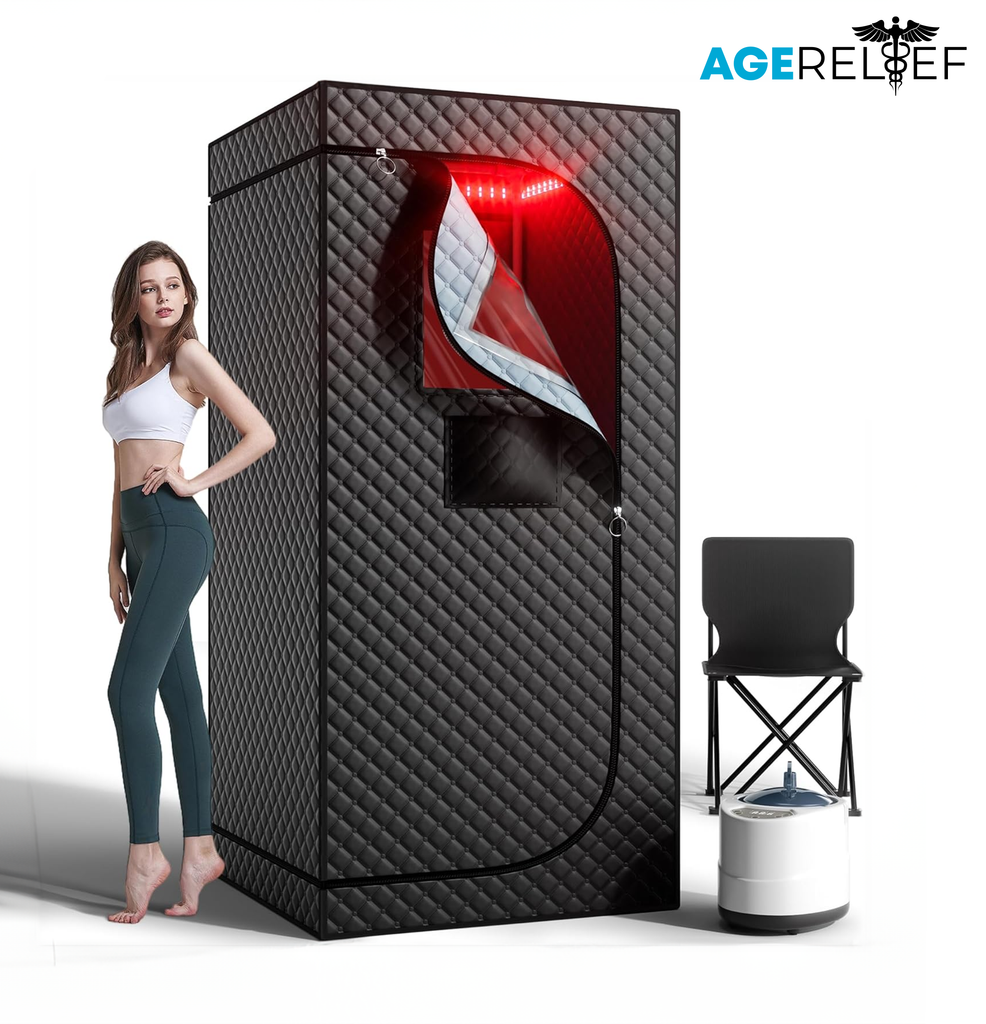 AgeRelief Home Steam Sauna with Red Light Therapy