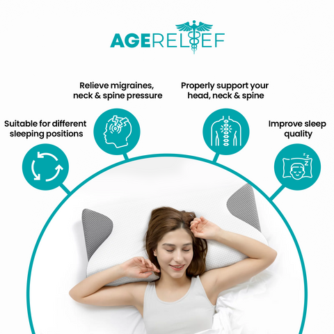 AgeRelief Ergonomic Cervical Pillow for Firm Neck Support