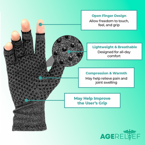 AgeRelief ArthroGloves - Arthritis Compression Gloves